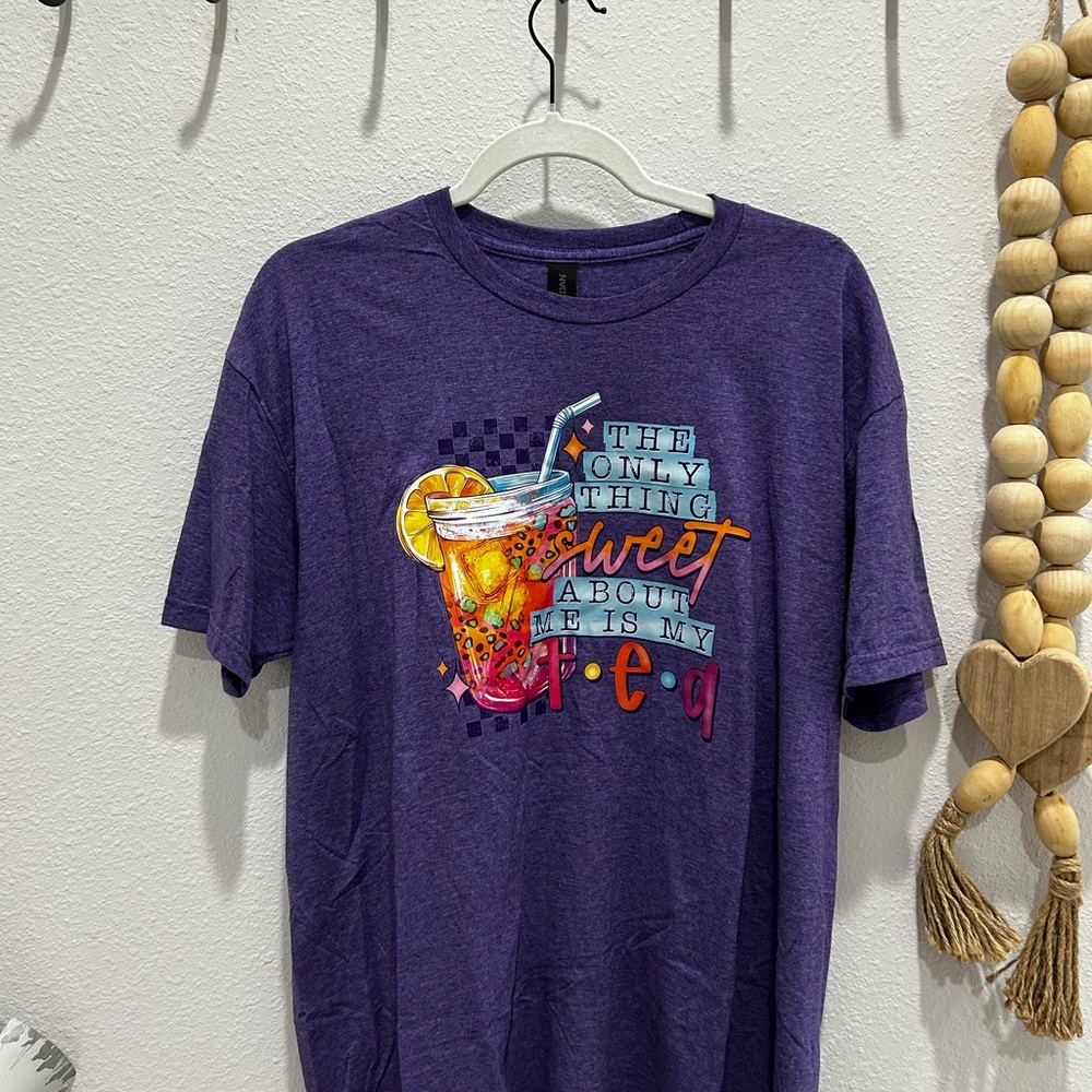 Gildan Purple Short-Sleeve Tee with Colorful Iced Drink Graphic